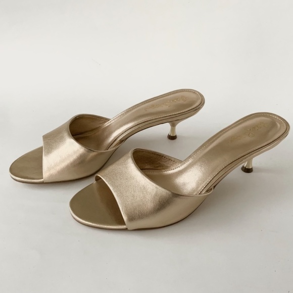Lilly Pulitzer Gold Kimmy Heels Mule Slide Sandals - Picture 8 of 12
